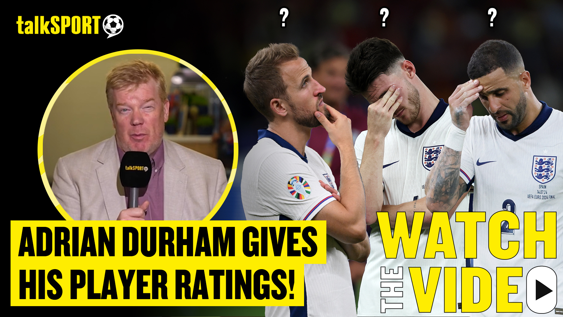 Adrian Durham delivers his brutal player ratings after England lose the Euro 2024 final