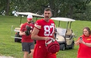 Travis Kelce debuts 'new look' at training camp after spending summer on Taylor Swift tour